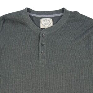 St. Johns Bay Men's XXL Dark Green Waffle Knit Thermal Long Sleeve Henley Shirt